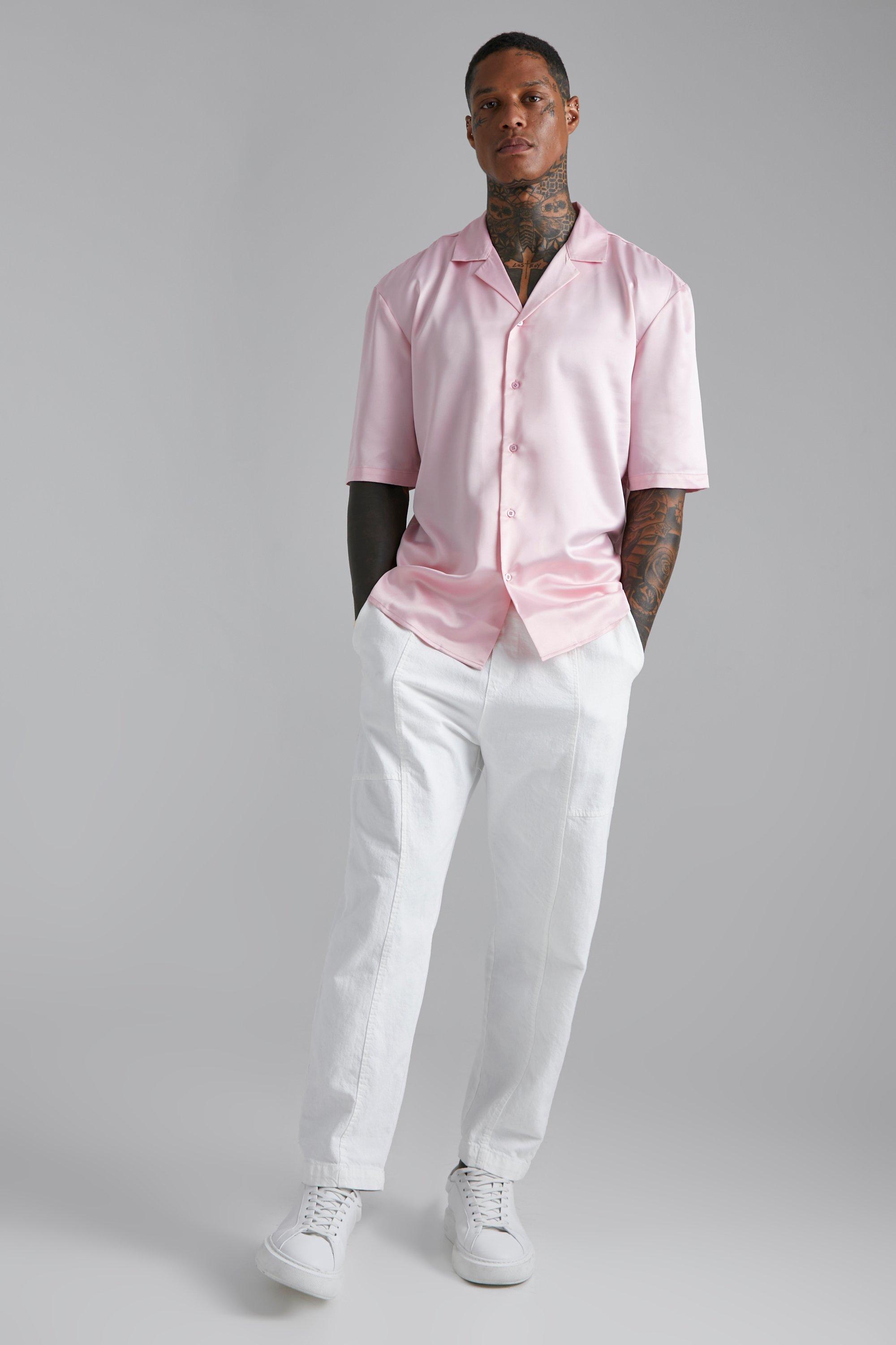 Mens short clearance sleeve pink shirts